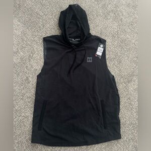Under Armour men’s charcoal gray black 2XL athletic Sleeveless Hoodie NWT